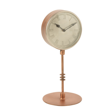 Orologio da Tavolo in Metallo Rame Antico con Base H 38 cm