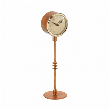 Orologio decorativo da appoggio con quadrante romano e finitura rame