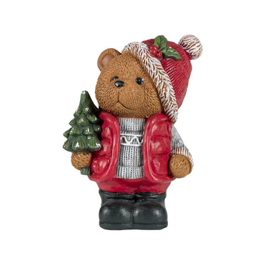 Orsetto Natalizio Luminoso Statuetta con Albero di Natale h 37 cm - Viron