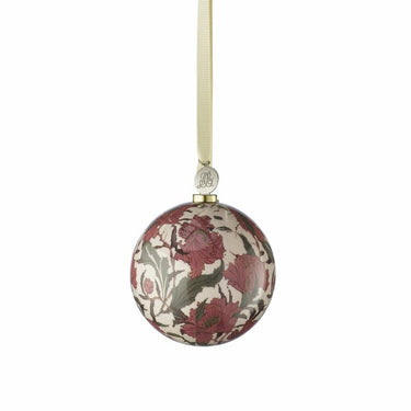 Pallina di Natale rosa con elegante decorazione floreale
