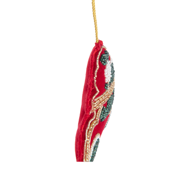 Set 3 Pendenti Figure in Velluto Rosso con Decori in Perline - The Christmas Show