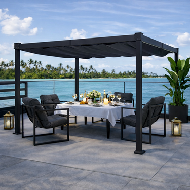 Pergola da Giardino 3x4 m con Telo e LED