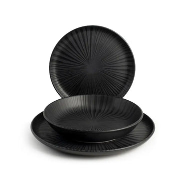 Servizio Piatti 18 Pezzi in Stoneware Nero Opaco Nordic Venere – H&H