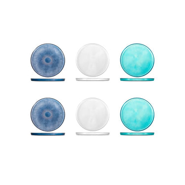Set 6 Piatti Frutta in Vetro Colorato Blu Ø 21 cm Seashell Wall - H&H