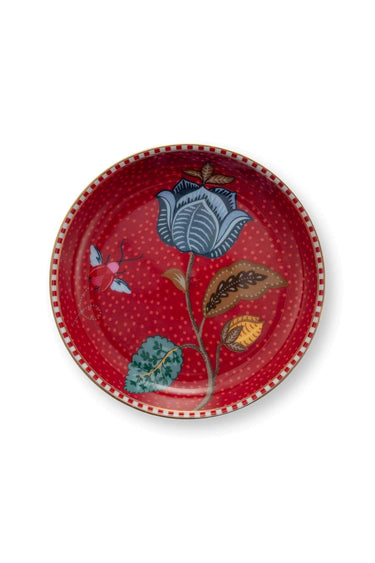Piattino da pane Pip Studio rosso con fiori multicolore
