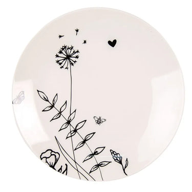 Piatto Colazione in Porcellana Beige Nero Ø 20 cm