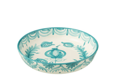 Piatto fondo in ceramica con motivo floreale turchese 