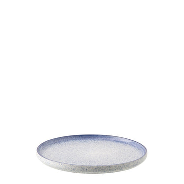 Piatto piano in stoneware blu dal design minimal elegante