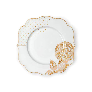 Piatto Piano in Porcellana Bianca Decorato 23,5 cm Royal White – Pip Studio