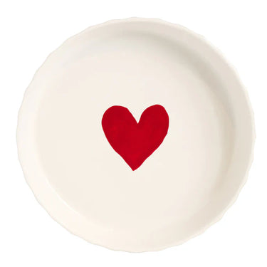 Tortiera tonda Ø 26 cm in Stoneware Bianco con Cuore - Simple Day