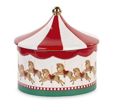 Barattolo Contenitori Portabiscotti Natalizio in Porcellana decorata Circo Ø17 cm - Viron.it