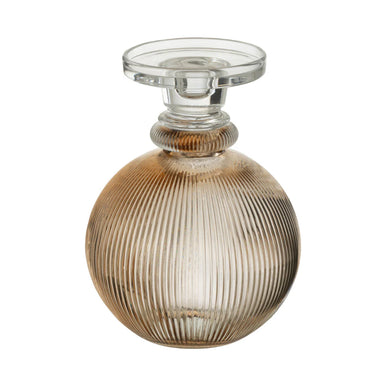 Candeliere per Candela Stelo Porta T-Light in Vetro Marrone h 23 cm  –  Malik