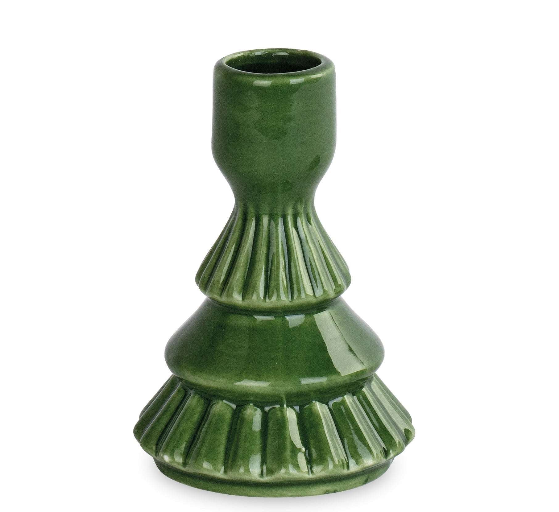 Portacandela Candelabro ad Albero 1 Fuoco in Porcellana colore Verde h 10.5 cm - Viron.it