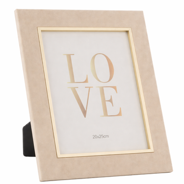 Portafoto Velluto Beige 20x25 da Tavolo o Parete H 33 cm