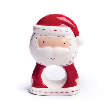 Set 6 Portatovaglioli in Ceramica dipinti a Mano Babbo Natale - Santa Claus Excelsa - Viron.it