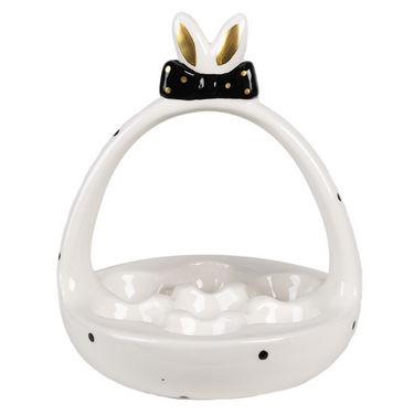 Portauova decorativo pasquale in ceramica bianco e nero Ø 16 × 19 cm – Easter Table