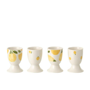 Set di portauova in ceramica con decorazioni limoni per colazione