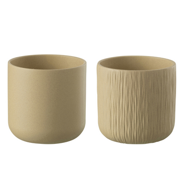 Set 2 Portavasi in Ceramica Colore Beige Ø 20,5 cm - Gen