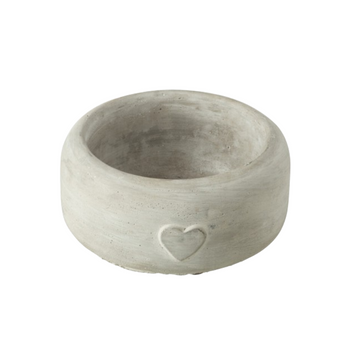 Portavaso con Cuore in Cemento Grigio Ø 15x7 cm Large - Lovart