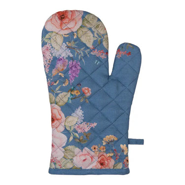 Guanto da forno 18x30 cm in Cotone Colore Blu Motivo Fiori