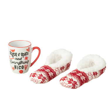 Set Tazza Natalizia in Ceramica con Calze Imbottite - Sugar & Spice