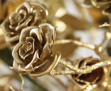 Set 5 Rose Decorative Glitterate per Albero colore Oro 50cm - Viron.it