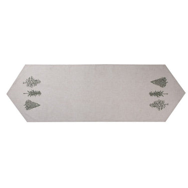 Runner da Tavolo Natalizio in Cotone Colore Beige Decorato 50x160 cm - Green Forest