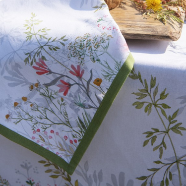 Set 6 Tovaglioli in Cotone Bianco Motivo Floreale 40x40 cm - Wildflower