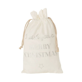 Sacco di Natale in Velluto Colore Bianco e Argento h 50 cm Medium