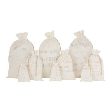 Sacco di Natale in Velluto Colore Bianco e Argento h 50 cm Medium