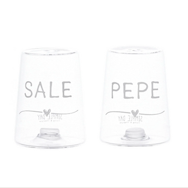 Set Sale e Pepe in Vetro Borosilicato con Scritta “Sale” e “Pepe” Cuore