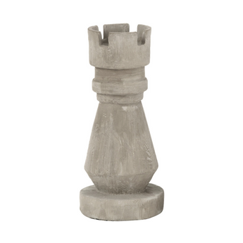 Set 4 Pezzi Scacchi Decorativi Torre Cavallo Re e Regina Colore Grigio h 23 cm