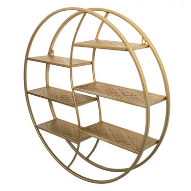 Mensola da Parete Scaffale da Parete Tondo in Metallo Colore Oro Ø 64 cm