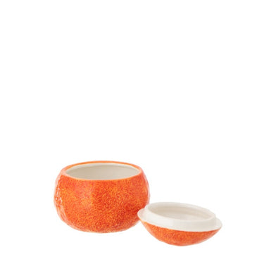 Contenitore in ceramica arancione con coperchio stile agrumi mediterranei