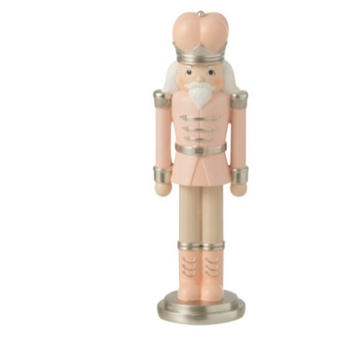 Schiaccianoci Natalizio Decorativo in Resina Rosa e Bianco Small