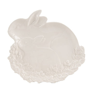 Portacioccolatini Decorativo Pasquale a Forma di Coniglio in Ceramica Bianca – 23x24x2 cm