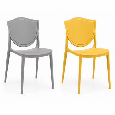 Sedia moderna gialla in polipropilene con linee eleganti e minimaliste
