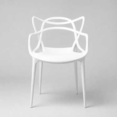 Sedia moderna bianca in polipropilene dal design contemporaneo con braccioli integrati