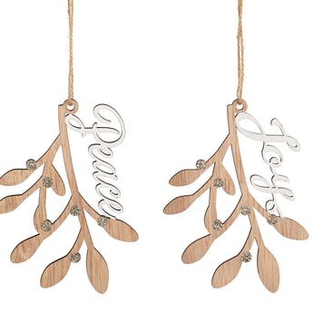 Set 2 Pendenti in Legno Decorazione Albero Peace&Joy - Viron.it