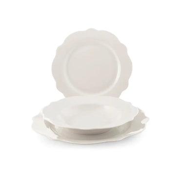 Servizio 18 Piatti in Porcellana Colore Bianco Festonati - H&H