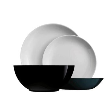 Servizio Tavola 18 Piatti e Insalatiera Bianco e Nero Diwali – Luminarc
