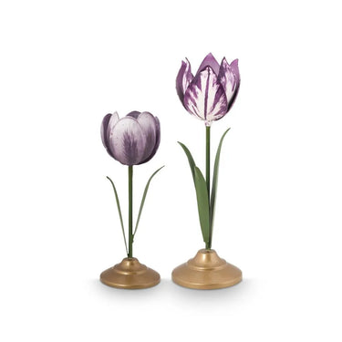 Set 2 Portacandela Fiore Tulipano Colore Viola in Metallo – Pip Studio