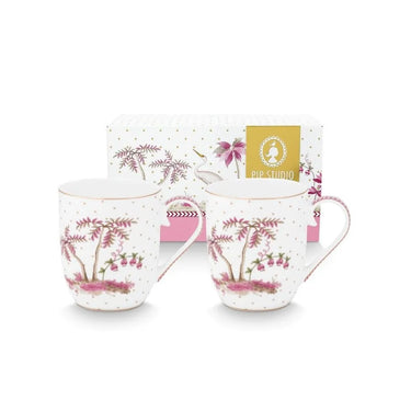 Set 2 Tazze da Tè in Porcellana Bianca Decorata 145 ml Small Jolie – Pip Studio