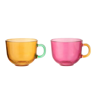 Set 2 Tazze da Tè in Vetro Colorato Design Moderno 450 ml