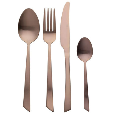 Set 24 Posate in Acciaio Inox Colore Rame Opaco Cut - Villa D'Este