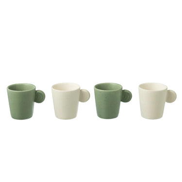 Set 4 Tazzine da Caffè in Ceramica Colore 2 Bianco 2 Verde