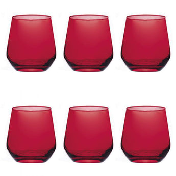 Set 6 Bicchieri Acqua in Vetro Rosso Elegance Red 365 ml – Villa D’Este