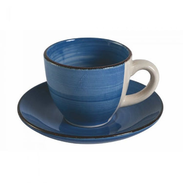 Set 6 Tazzine Caffè 90 ml con Piattino in Gres Dipinto a Mano Baita Acqua – Villa D’Este