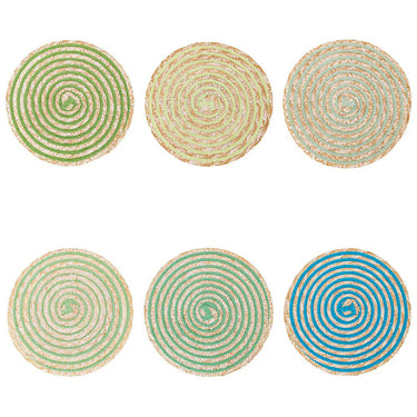 Set 6 Tovagliette Tonde con Trama Verde Spiral Greenery – Villa D’Este