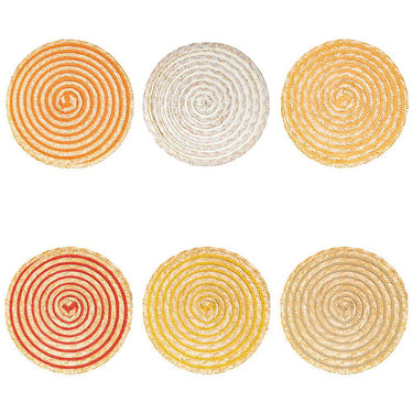Set 6 Tovagliette Tonde con Trama Arancione Spiral Sunset – Villa D’Este
